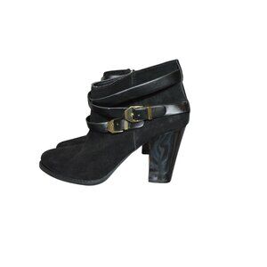 INC International Concepts Black Jaydie Boots Women's Size 7.5 Leather Buckles